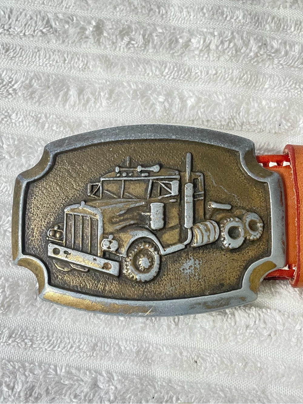 Vintage Mexican Tooled Leather Semi Truck Belt